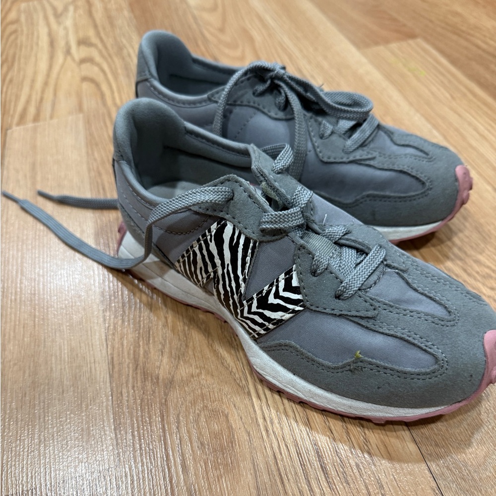 Gray Sneakers with Pink Accents